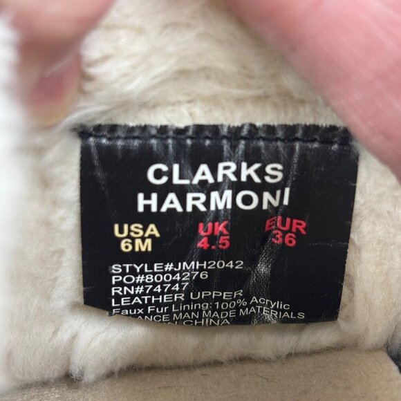 Clarks Harmoni Suede Slippers Womens 6 Brown Leather Faux Fur - Picture 7 of 9